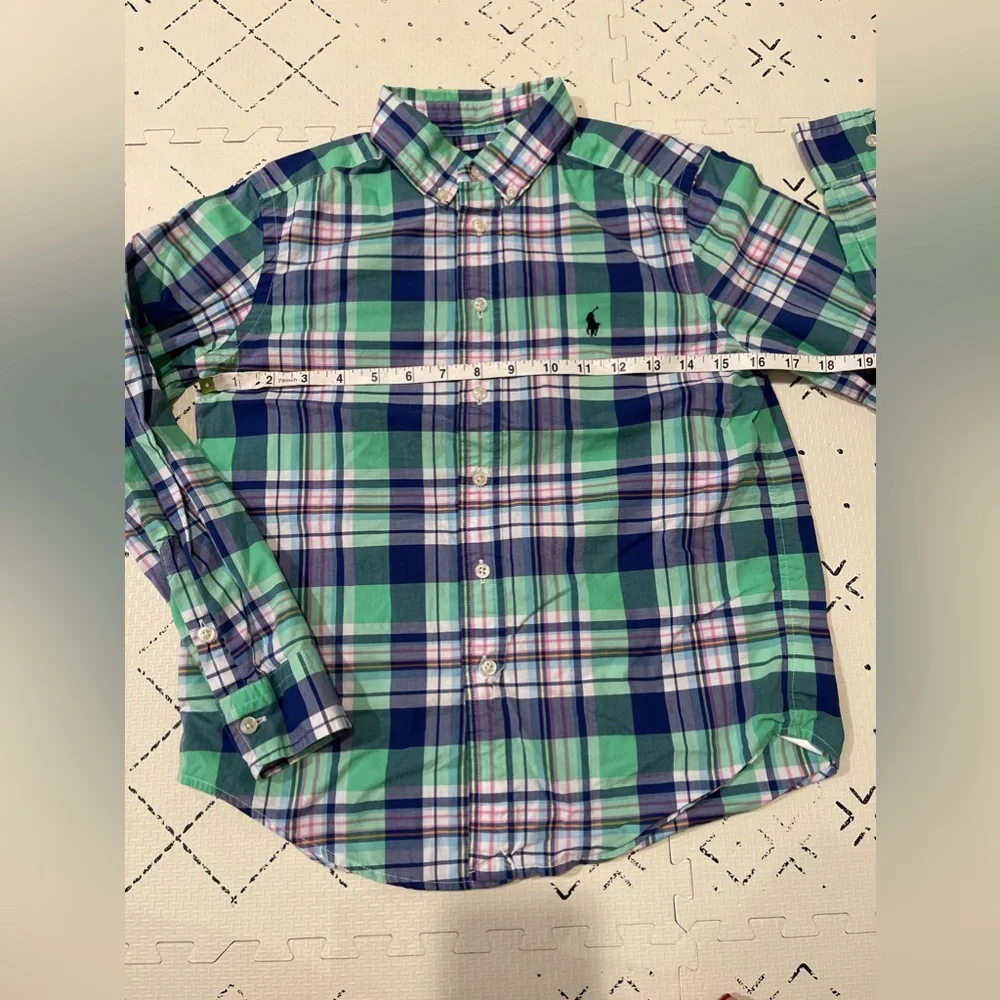 RALPH LAUREN‎ CHILDRENSWEAR LONG-SLEEVE PLAID BUTTON-DOWN SHIRT, M